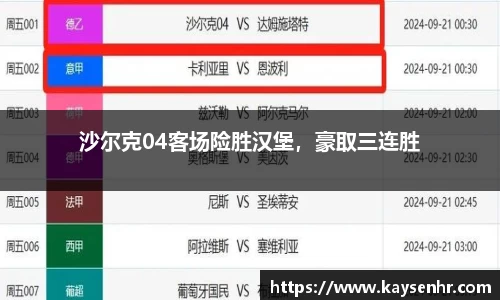 沙尔克04客场险胜汉堡，豪取三连胜
