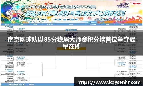 南京网球队以85分稳居大师赛积分榜首位争夺冠军在即